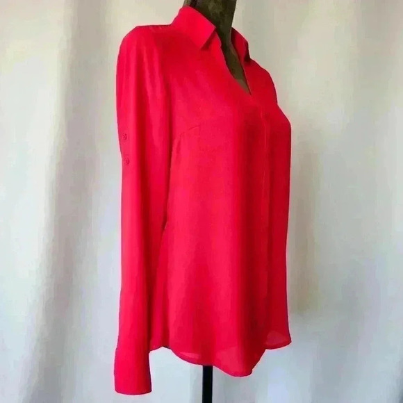 ✨Like New✨ Express Slim Button Down Portofino Shirt, Red, Size S - Picture 3 of 7